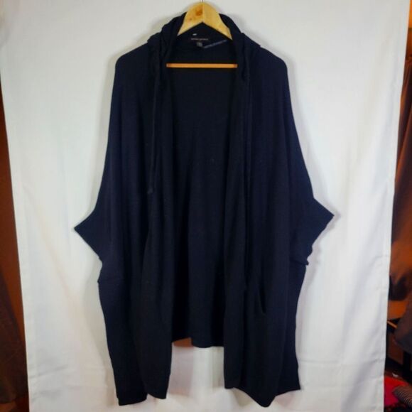 Banana Republic Black Knit Open Front Oversized Shrug Hoodie - Picture 2 of 13